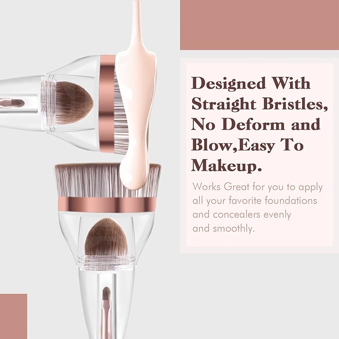 Makeup Brushes, Daubigny Perfect 3IN1 Makeup Brush for Face Blush Liquid Powder Foundation Brush for Blending Liquid, Cream or Flawless Powder Cosmetics with Great Gift Case-FemmiqueWomen