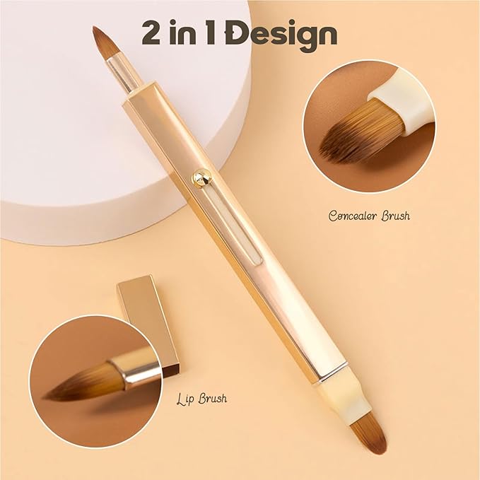 Lip Applicator Brush - 3 Pack Exquisite Professional Dustproof Retractable Lip Brush - Makeup Lipstick Lip Gloss Applicators (Pink Red Gold)-FemmiqueWomen