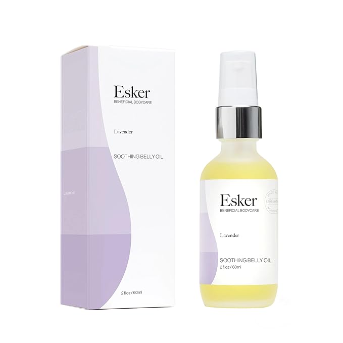 ESKER Natural Soothing Belly Oil | (2.0oz) | Plant-Based Formulated for Pre and Postpartum Skin | Designed to Fade Existing Stretch Marks and Prevent the Formation of New Ones | Cruelty Free-FemmiqueWomen