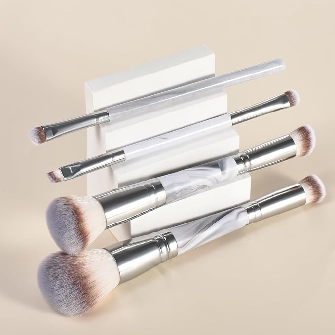 4 pcs makeup brushes, double head makeup brush set, loose powder powder blusher foundation make-up concealer eye shadow eyebrow brush, multi-purpose makeup tools-FemmiqueWomen