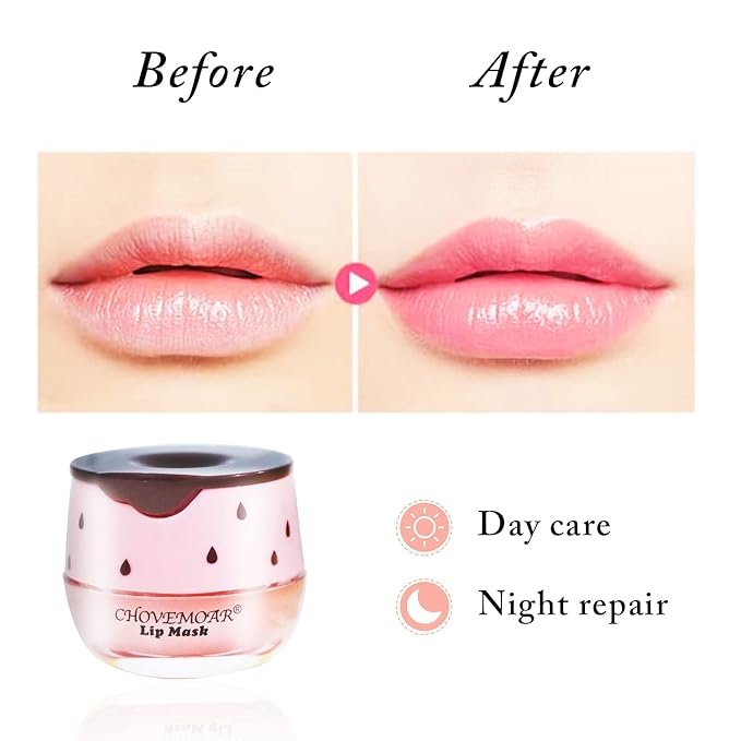 2PCS Bee Lip Balm Honey & Strawberry Lip Balm, Exfoliating Honey Pot Lip Balm Sleeping Lip Mask with Brush, Hydrating & Prevention Dry and Cracked, Lip Scrubs Exfoliator & Moisturizer-FemmiqueWomen