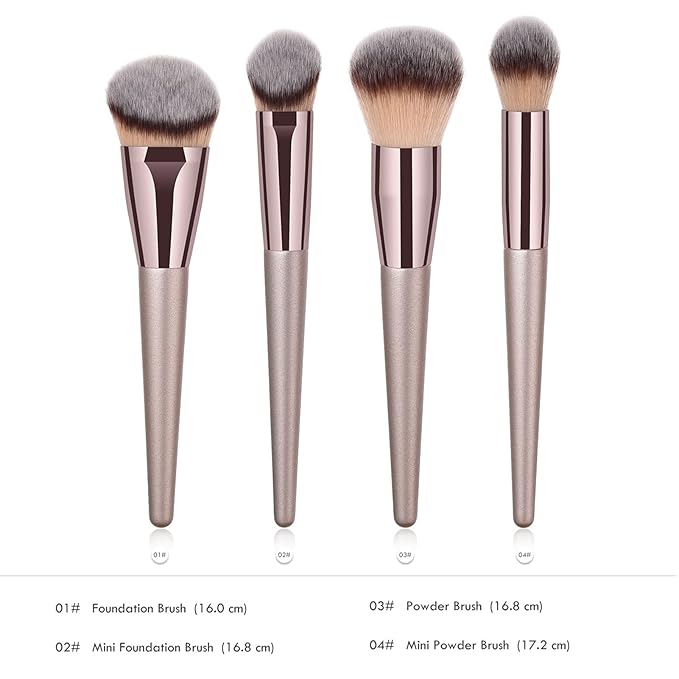 4pcs Professional Makeup Brush Set, Premium Synthetic Liquid Foundation Brush Blending Powder Tapered Kabuki Makeup Brushes Cosmetics Applicator-FemmiqueWomen