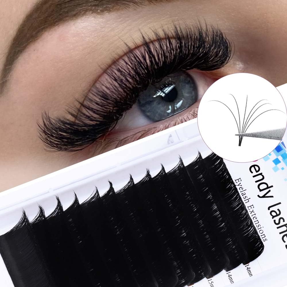 Easy Fan Volume for Lash Artists: Wendy, Handmade Fans for Eyelash Extensions, Self Fanning, Blooming, C-KH, Black, D-0.05-14-20-FemmiqueWomen
