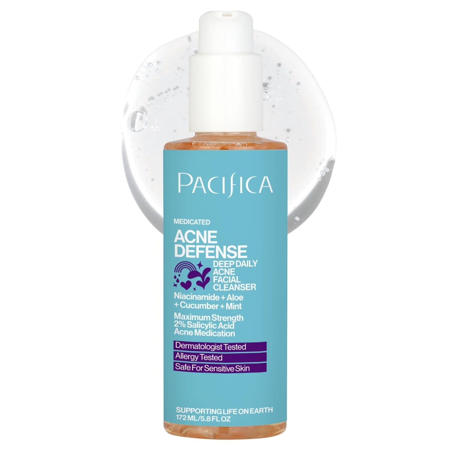 Pacifica Acne Defense Face Wash - Deep Pore Purifying Face Cleanser - w/ 2% Salicylic Acid, Pore Reducing Niacinamide & Inflammation Reducing Cucumber - for Sensitive Skin Vegan Dermatologist Tested-FemmiqueWomen