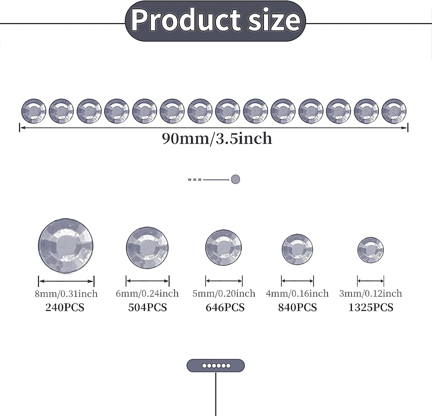 3555 Pieces Face Gem Stickers Self Adhesive Rhinestone Stickers for Crafts 3/4/5/6/8 MM Face Jewels Stickers Diamond Nail Gems Stick on for Face Eye Hair Body Makeup DIY Craft 5 Sizes-FemmiqueWomen