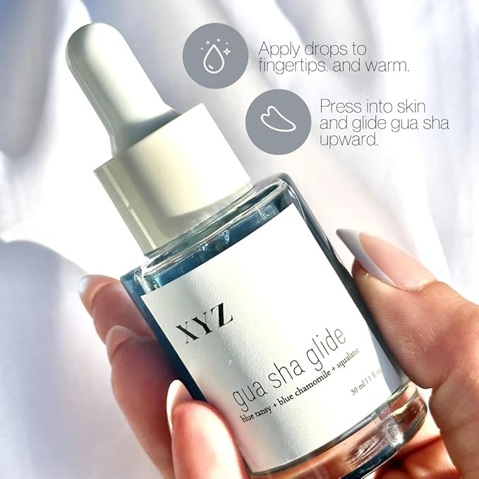 Gua Sha Glide Face Oil - Hydrating and Soothing Face Oil With Azulene Blue Tansy, Blue Chamomile + Squalene | Moisturizer, Face Oil and Soothing Agent for All Skin Types - 1 fl oz (30ml)-FemmiqueWomen