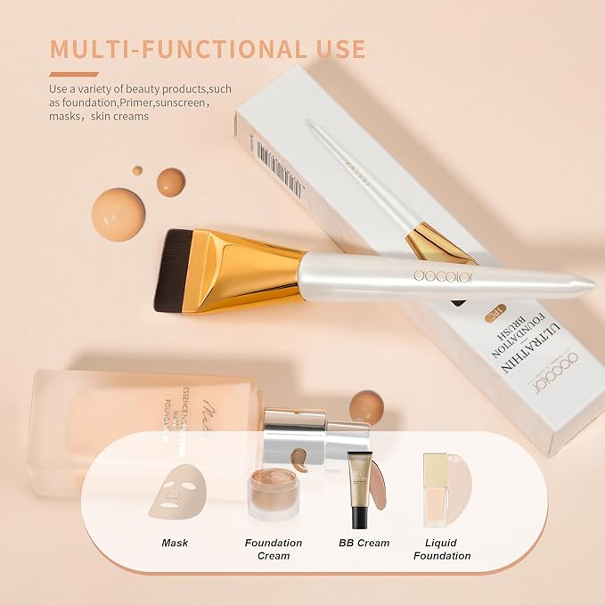 docolor Flat Foundation Brush for Liquid Makeup,Ultra Thin Liquid Foundation Brushes Premium Makeup Face Brush for Blending, Cream, Thin Foundation Brush Makeup Tool Face Foundation Flat Brush-FemmiqueWomen