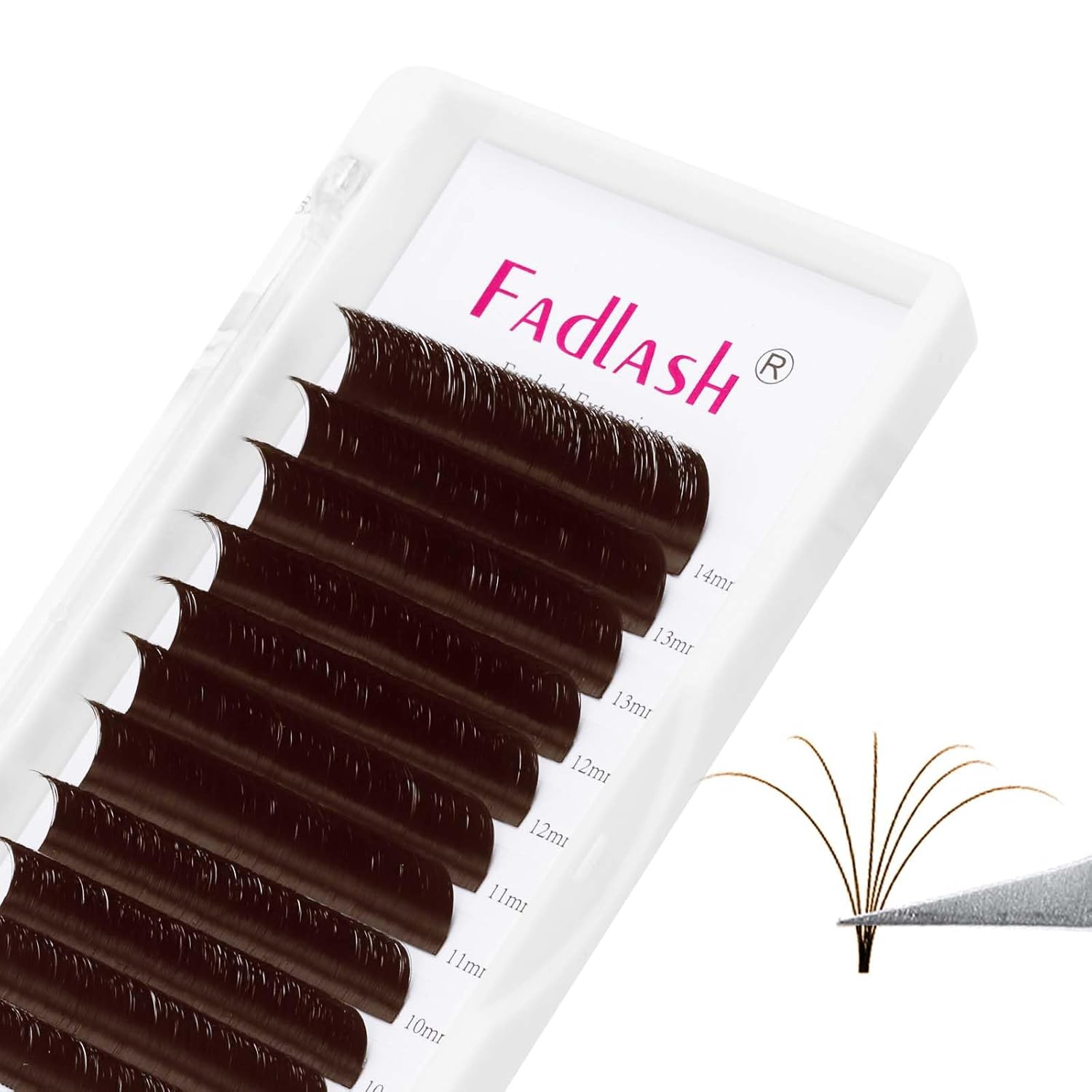FADLASH Brown Lash Extensions Easy Fan Volume Lashes Colored Lash Extensions C/D Curl Volume Lash Extension 0.07 Self Fanning Eyelash Extensions (Dark Brown-0.07D, 15-20mm)-FemmiqueWomen