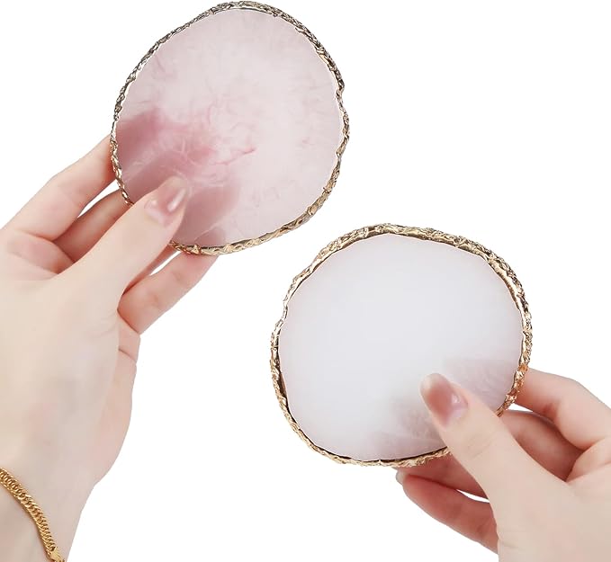 2Pack Resin Nail Art Palette,Nail Art Color Mixing Palette,Nail Art Painting Gel Palette Manicure Tool, Cosmetic Artist Mixing Palette(Pink & White)-FemmiqueWomen