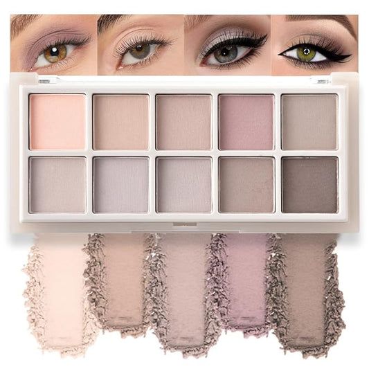 10 Color Matte Eyeshadow Palette, Neutral Taupe & Grey Brown Shades, Ultra-Blendable, Long-Lasting Natural Nude Makeup Palette for Women,Vegan & Cruelty-Free,Perfect for Everyday or Professional Looks-FemmiqueWomen