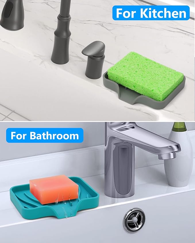 3-Pack Premium Soap Dishes, Easy to Clean Soft Silicone Self Draining Tray/Holder for Shower, Bathroom, Kitchen, Bathtub - Keep Soap Dry, Extend Life-FemmiqueWomen
