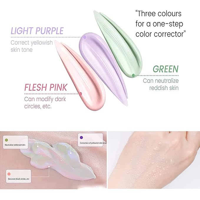 2Pcs Pore Primer,Skin Tone Correcting Facial Serum,One Step Face Makeup Primer,Isolation Cream Invisible Pore,Cover Acne Marks,Oil Control Moisturizing Essence Concealer Foundation-FemmiqueWomen