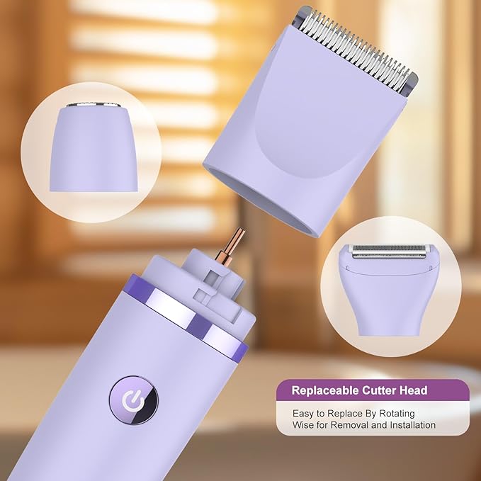 3-in-1 Electric Razor IPX7 Waterproof Bikini Trimmer Wet & Dry Use Painless Personal Trimmer Groomer for Ladies Face Body Legs Bikini Public Hairs Electric Lady Shaver with Replaceable Heads-FemmiqueWomen