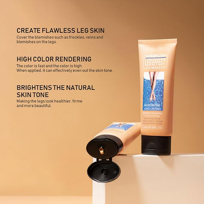 118ml Airbrush Legs, Leg Makeup Lotion, Body Makeup, Waterproof Long Lasting Full Coverage Lightweight Leg Body Cosmetic for Wedding (1#)-FemmiqueWomen