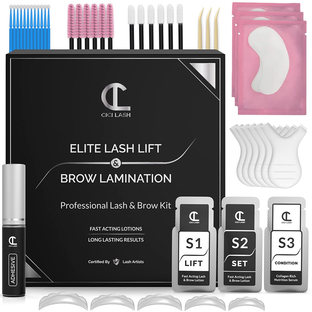 2 in 1 Lash Lift Kit and Brow Lamination Kit | Instant Perming, Lifting & Curling for Eyelashes & Eyebrows | Professional Salon Results Lasting 6-8 Weeks | Includes Glue & Supplies for 5+ Treatments-FemmiqueWomen