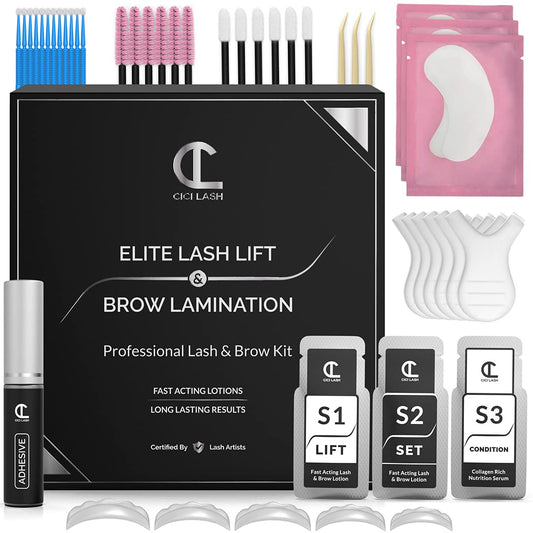 2 in 1 Lash Lift Kit and Brow Lamination Kit | Instant Perming, Lifting & Curling for Eyelashes & Eyebrows | Professional Salon Results Lasting 6-8 Weeks | Includes Glue & Supplies for 5+ Treatments-FemmiqueWomen