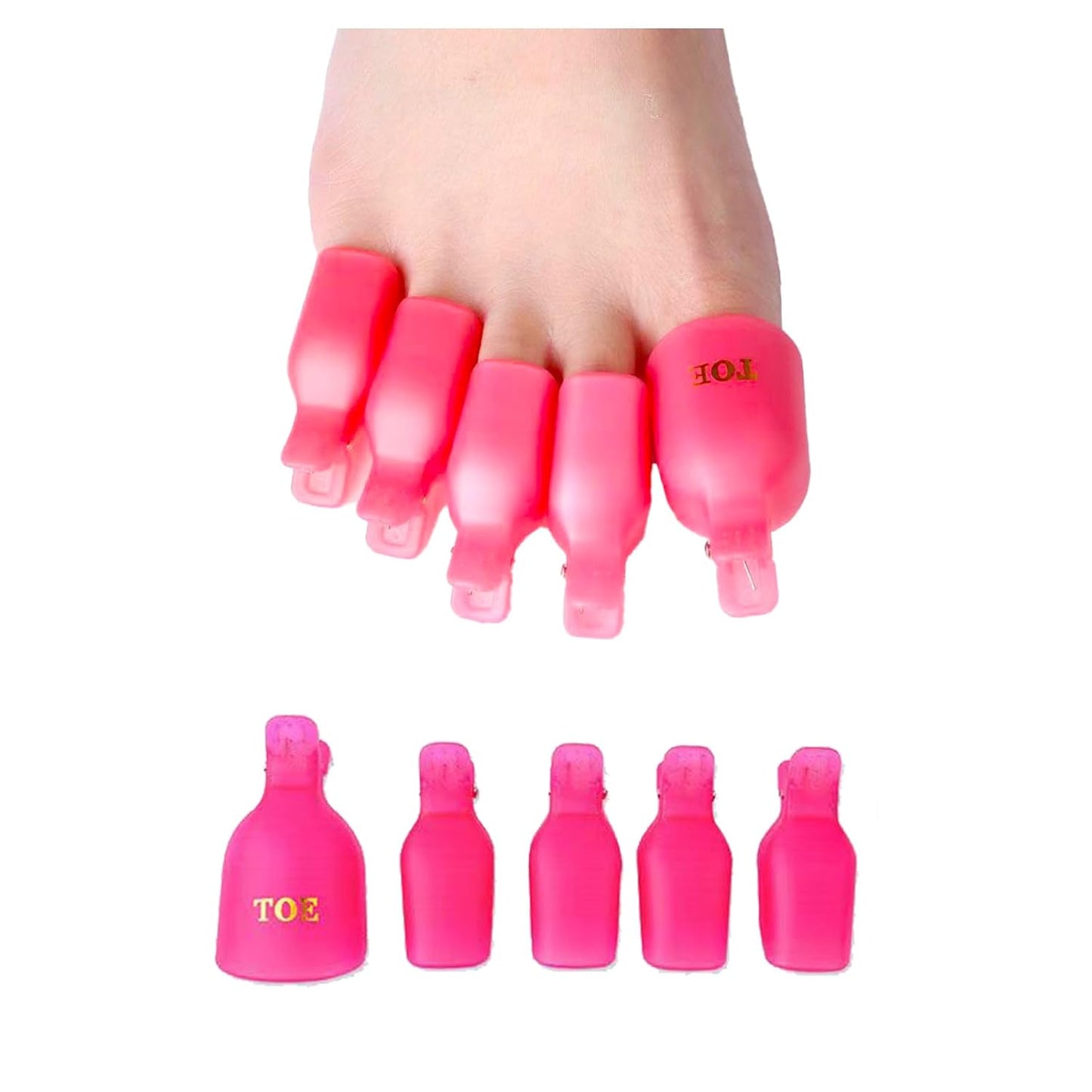 (10 Pcs Pink Toenail) Plastic Acrylic Nail Art Soak Off Cap Clip UV Gel Polish Remover Wrap Tool Gel Nail Polish Remover Clips for Fingernail Removal Soak Off Clips Wrap Cleaner Cap Clip-FemmiqueWomen