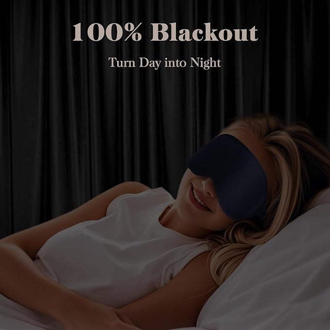 3D Cooling Eye Mask Sleep Mask for Men & Women, 100% Pressure-Free & Light Block-Out Eye Mask for Sleep with Easy Adjustable Strap, Night Eye Cover for Travel, Blue-FemmiqueWomen