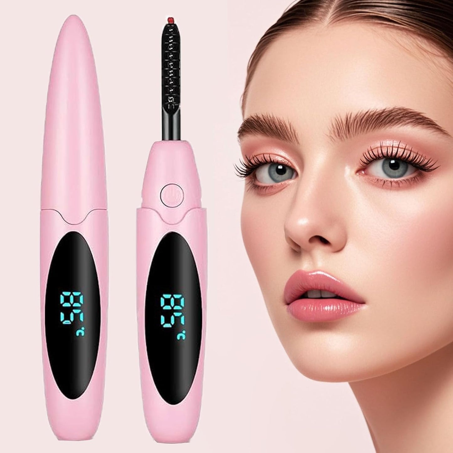 Heated Eyelash Curlers Electric Eyelash Curler with LED Display, 3 Temperature Modes Anti-Burn USB Rechargeable Natural Curling 24H Long Lasting for Women Makeup Tools Gifts PI714-FemmiqueWomen