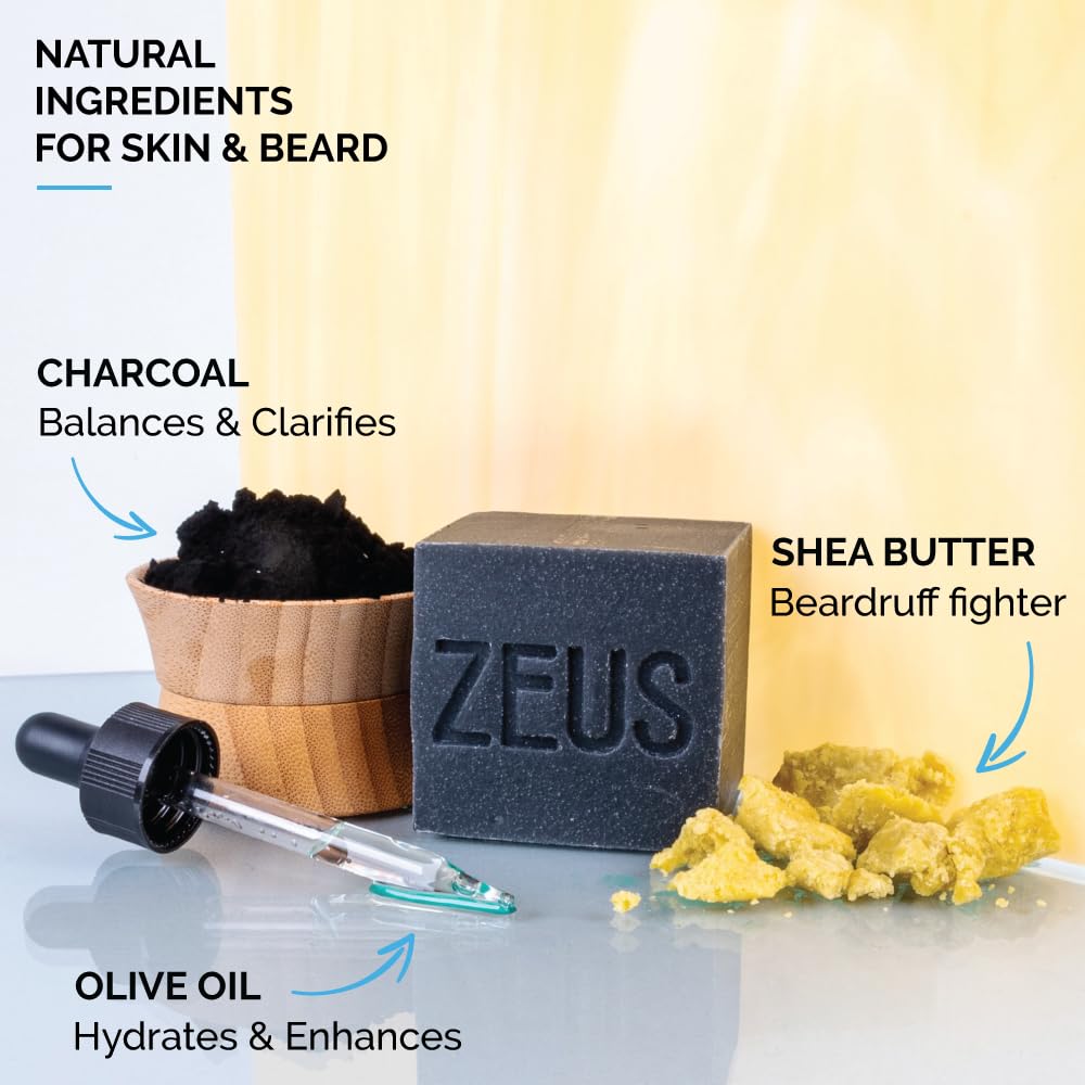 ZEUS Beard Wash Bar for Men, All-Natural Hydrating Shampoo, Skin-Clarifying Soap & Beard Care Cleanser with Natural Ingredients, Anti-Itch & Gentle on Skin (Made in USA) Vanilla Rum-FemmiqueWomen