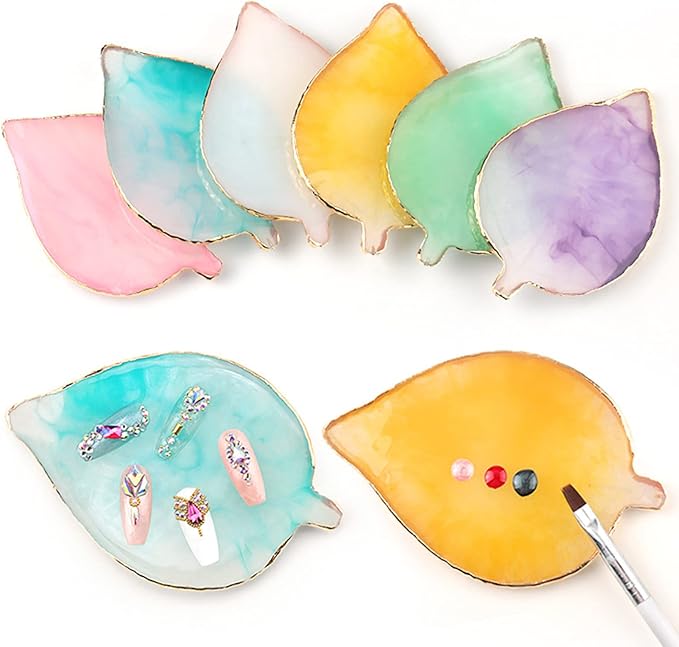 1 Piece Nail Art Palette Nail Polish Palette Mixing Palette Makeup Plate Nail Plate for Nail Art Nail Tip Holder Nail Art Display (yellow leaf)-FemmiqueWomen