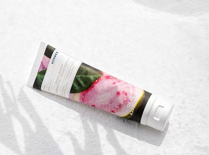 KORRES Elasti-Smooth Body Butter Cream, Dry Skin Lotion with Shea Butter and Almond Oil, Moisturizing, Firming, Tightening and Hydrating After Shower Care For Women & Men, Guava Fragrance, 4.23 Fl Oz-FemmiqueWomen