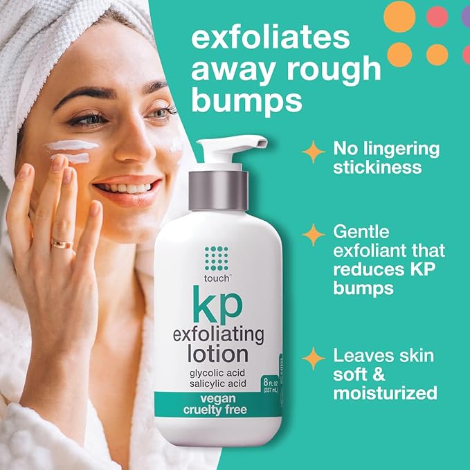 TOUCH Glycolic Acid Lotion for Keratosis Pilaris - KP Exfoliating Body Lotion Moisturizer - for AHA BHA Rough & Bumpy Skin- Gets Rid of Redness - 8 Fl Oz-FemmiqueWomen