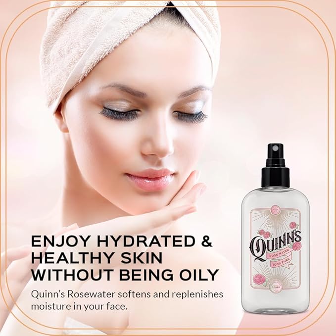 Quinn’s Rose Water - Hydrating Facial Toner Spray, Rosewater for Hair, Skin & Face Mist, 8 Ounce-FemmiqueWomen