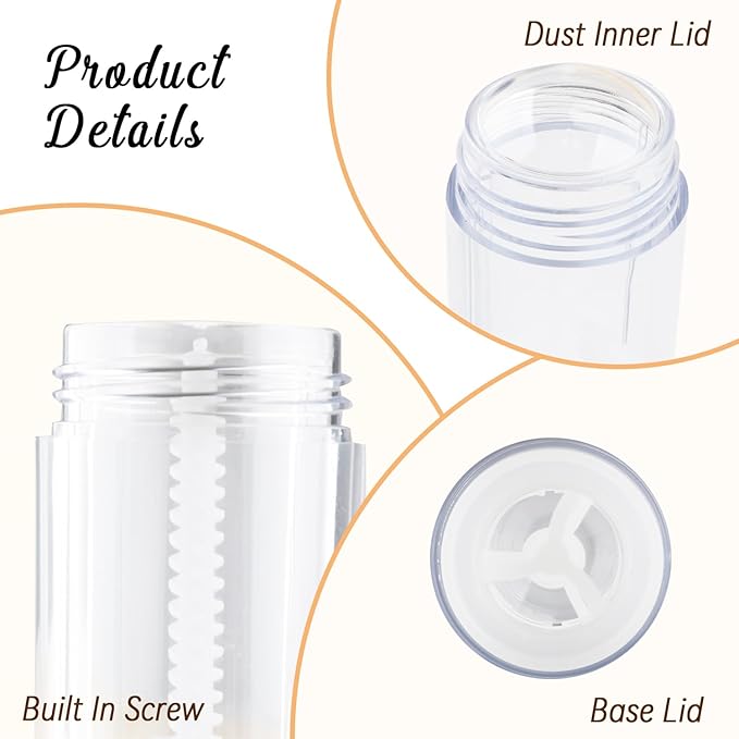 12 Pieces 15g Clear Plastic Deodorant Containers,Empty 1/2 oz Travel Lip Balm Tubes,Refillable Twist-UP Solid Perfume Tubes,Lipstick Tubes for DIY-FemmiqueWomen