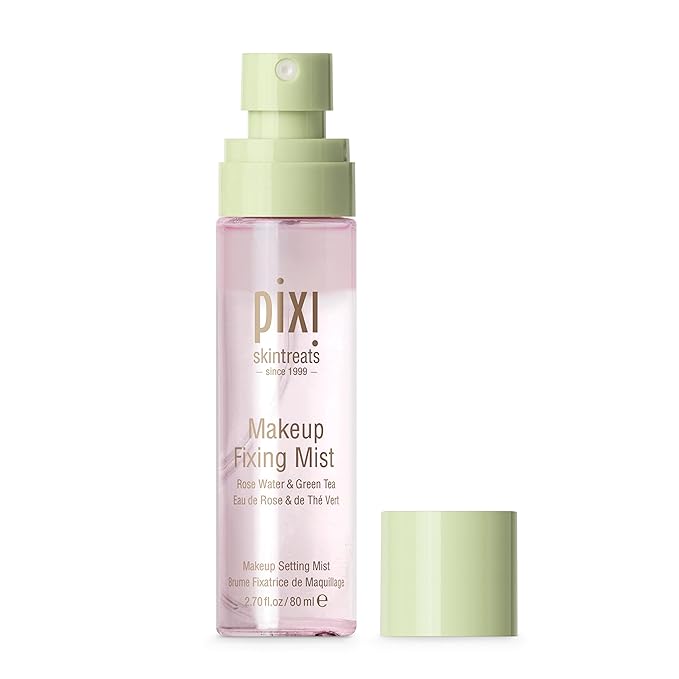 Pixi Beauty Makeup Fixing Mist 80ml, All Over Setting Spray For Longer Wearing Makeup, Rose Water and Green Tea Infused, 2.7 Fl Oz-FemmiqueWomen