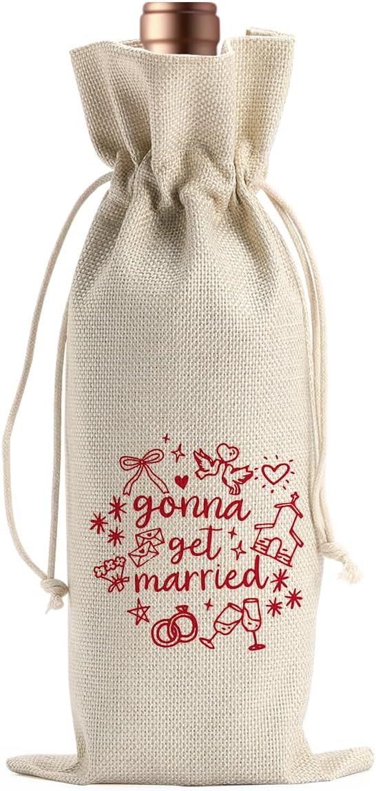 Engagement Wine Gift Bag Wedding Engaged Gifts for Newlyweds Couple Women Men Bridal Shower Gifts for Bride and Groom Pairs Well with Wedding Planning Gonna Get Married Wine Bags