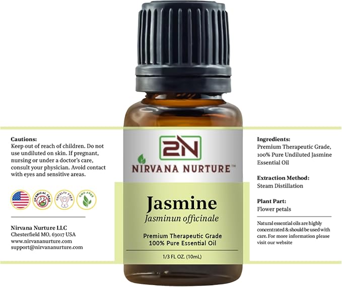 Jasmine Essential Oil 100% Pure Premium Therapeutic Grade, Undiluted - Aromatherapy Diffuser for Calm and Relaxation, Skin Care, Hair Care-FemmiqueWomen