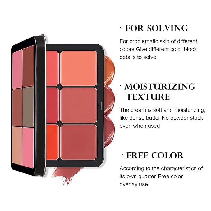 12 Colors Blush Palette,Highlighter Blush Powder Makeup,Long-Wearing,Smudge Proof,Natural-Looking,Blendable Cruelty-Free Matte Finish,Contour and Highlight Blush Palette Face Cosmetics Makeup-FemmiqueWomen