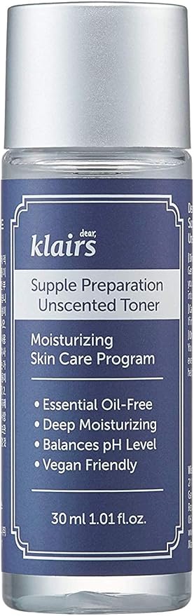[DearKlairs] Supple Preparation Unscented Toner 1.01 Fl Oz, Soothing, Fast Absorbing, Non-Irritating, Fragrance-Free, Trial Size, K-Routine-FemmiqueWomen