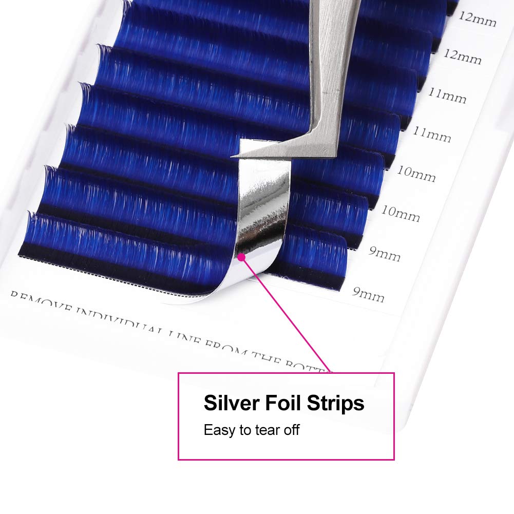 Volume Eyelash Extensions D curl Easy Fan Lash Extensions 8~14mm Mix Tray Blue 0.07mm Lash Extension Supplies by FADLASH (Blue 0.07-D-Mix)-FemmiqueWomen