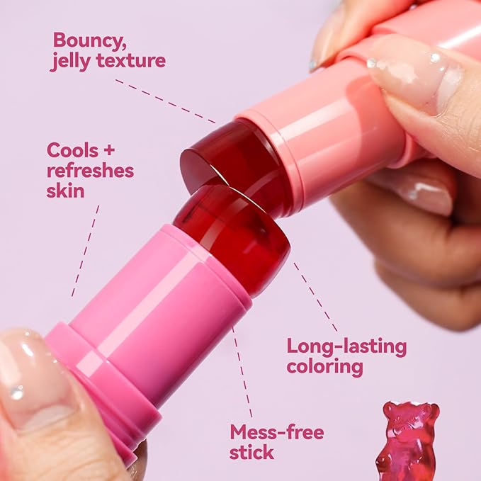 2 Pcs Milk Jelly Blush, Milk Cooling Water Jelly Tint, Vivid Color Water Jelly Tint Milk Blush, Sheer Eye Lip & Cheek Stick Stain, Long Wearing, Watercolor Finish Lip Gloss for Women, 01&02-FemmiqueWomen