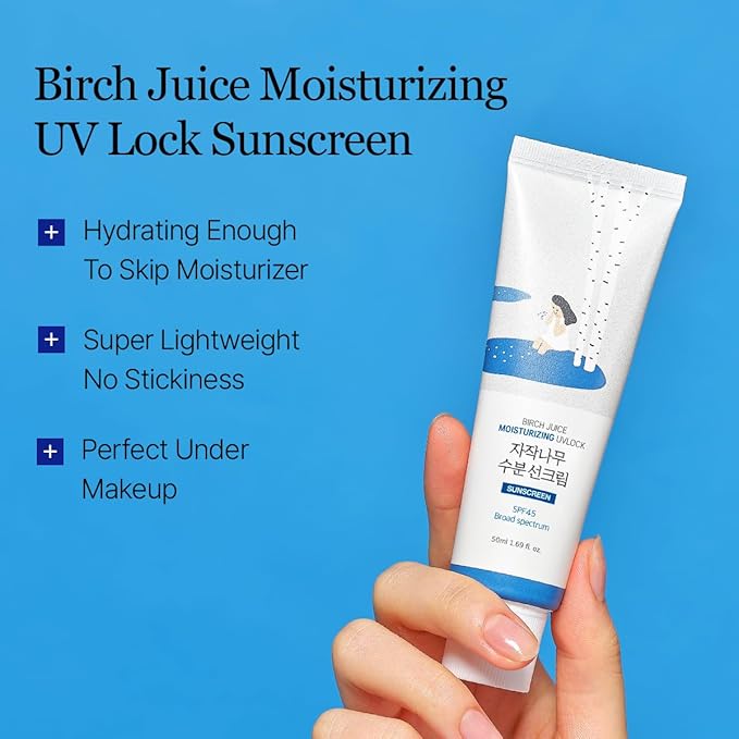 ROUND LAB Birch Juice Moisturizing UV LOCK SPF 45 | NBC No1 SPF, Glow Sunscreen for Daily Skincare, Non-toxic, UV Protection, Lightweight, Oil-Free, Organic, Korean Sunscreen (1.69 Fl Oz)-FemmiqueWomen