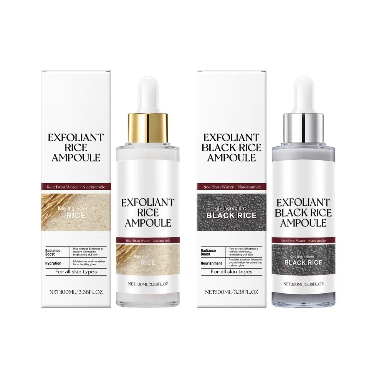 2PCS Black and White Rice Peeling, New Soft Rice Exfoliating Face and Body, Black and White Rice Exfoliant for All Skin Types, Gentle Peel & Deep Hydration - (White+Black)-FemmiqueWomen