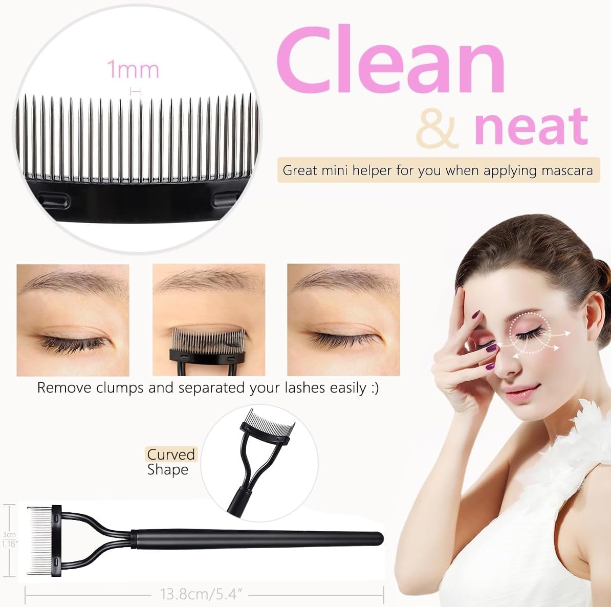 Eyelash Curler with Comb, qiipii Professional Lash Curlers metal Eyelashes Comb Seperator Eyelash Mascara Applicator Tool Kit for Women with 10 Replacement Silicone Refills Pads for Home & Travel Uses-FemmiqueWomen