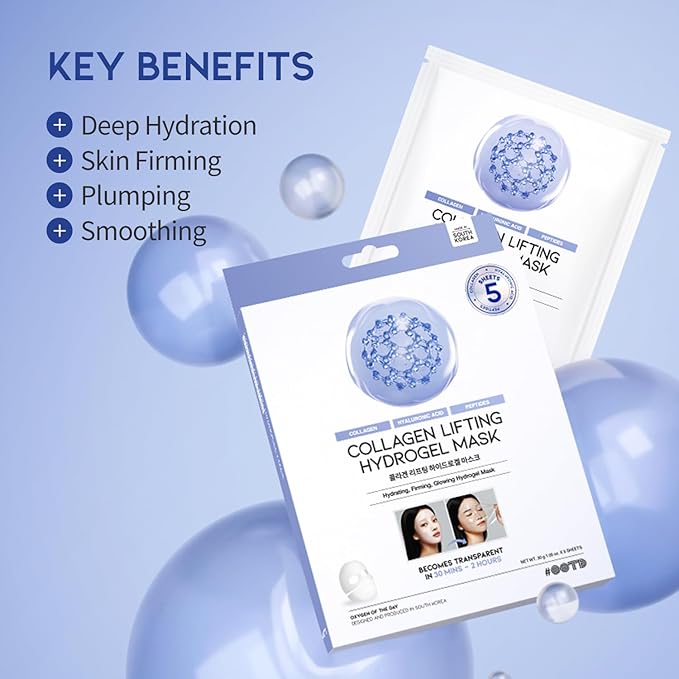 #OOTD Collagen, Hyaluronic Acid & Peptides for Elasticity, Hydration, and Firming. Lifting Hydrogel Sheet Mask - Face Mask (5pcs)-FemmiqueWomen
