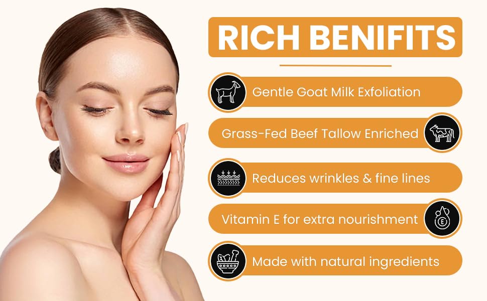 Grass Fed Beef Tallow & Goat Milk Body Lotion for Sensitive Skin, Organic Tallow Lotion - Soothes Dry Patches, dry skin, Eczema-Goat Milk Moisturizer - Handmade Tallow Body Lotion (UNSCENTED, 12 Oz)-FemmiqueWomen