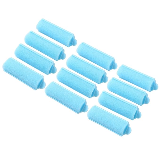 12Pcs Foam Sponge Hair Rollers, Blue Hair Curlers Bouncy Curls Style Tools Accessories-FemmiqueWomen