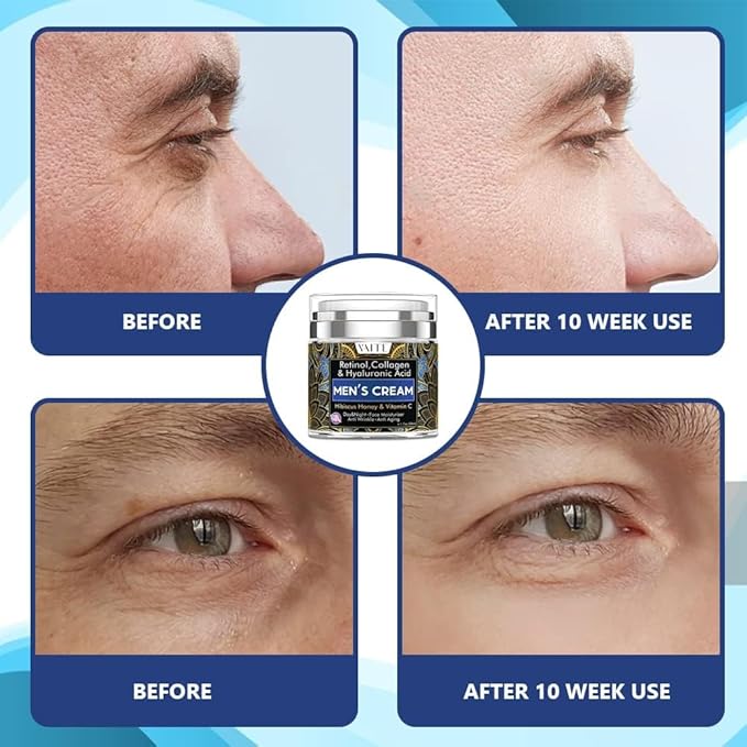 VAITE Mens Face Skin Moisturizer with Collagen, Retinol Ant-Aging, Anti-Wrinkle Under the Eyes Men's cream care for Face with Hibiscus & Honey, Hyaluronic acid, Vitamin C Made in USA-FemmiqueWomen