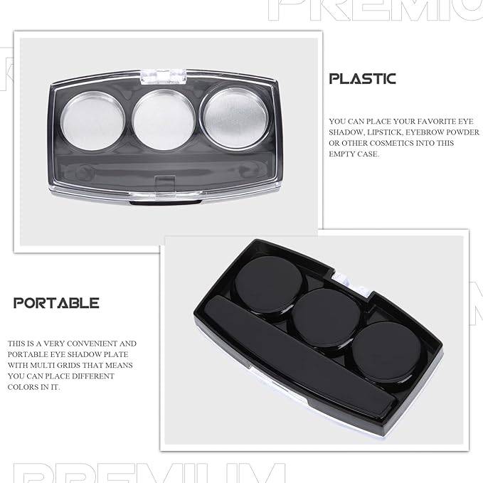 10Pcs Empty Magnetic Eyeshadow Palette Empty Eyeshadow Pans Containers Eyeshadow Palettes 3 Grids Makeup Pans Cosmetic Pans Eyeshadow Makeup Containers for Women Girls-FemmiqueWomen