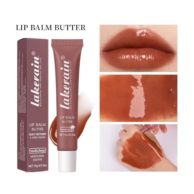 3 Colors Lip Butter Balm Set，Vanilla Vanilla Beige Brown Sugar, Lasting Moisture Non Stick Glow Resurrection Cream Lip Oil Gloss Trio Lip Care Makeup(123# Vanilla + Vanilla Beige+Brown Sugar)-FemmiqueWomen