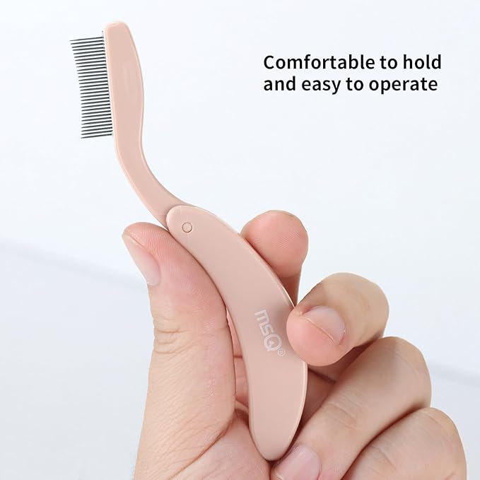 Eyelash Comb MSQ Eyelash Separator Tool Eyelash Comb Separator Folding Eyelash Brush Separator Lash Comb for Eyelash Makeup Brush (khaki)-FemmiqueWomen