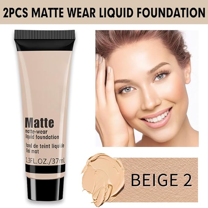 1 Pack Matte Oil Free Concealer Foundation Cream,Professional Make-up Base Facial Matte Full Coverage Liquid Concealer Hide Foundation Primer Makeup Repair Kit.(BEIGE 5#)-FemmiqueWomen