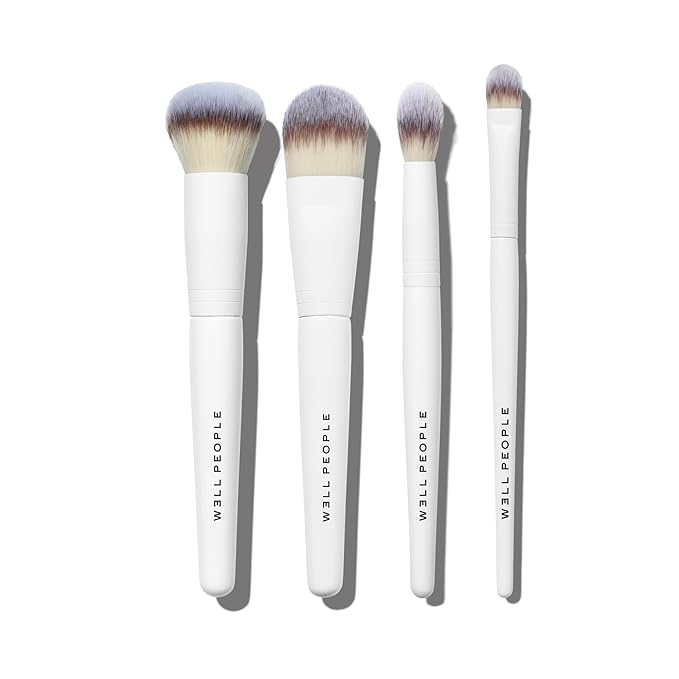 Well People Bio Complexion Brush Set, 4-Piece Face Brush Set For All Complexion Products, For Liquids, Powders & Creams, Cruelty-free Bristles-FemmiqueWomen