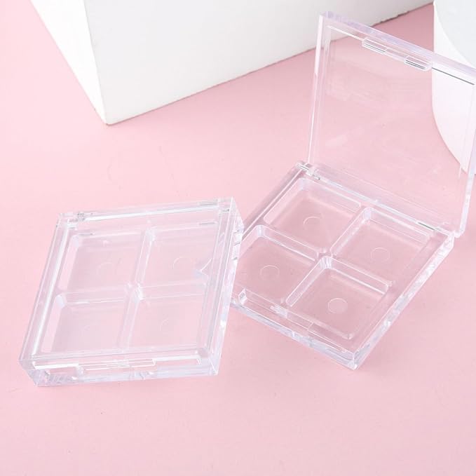 2PCS Empty Eyeshadow Palette 4 Grids Plastic Eye Make Up Container Palette Refillable Small Makeup Palette Lipstick Compact Containers Cosmetic Sample Storage Cases-FemmiqueWomen