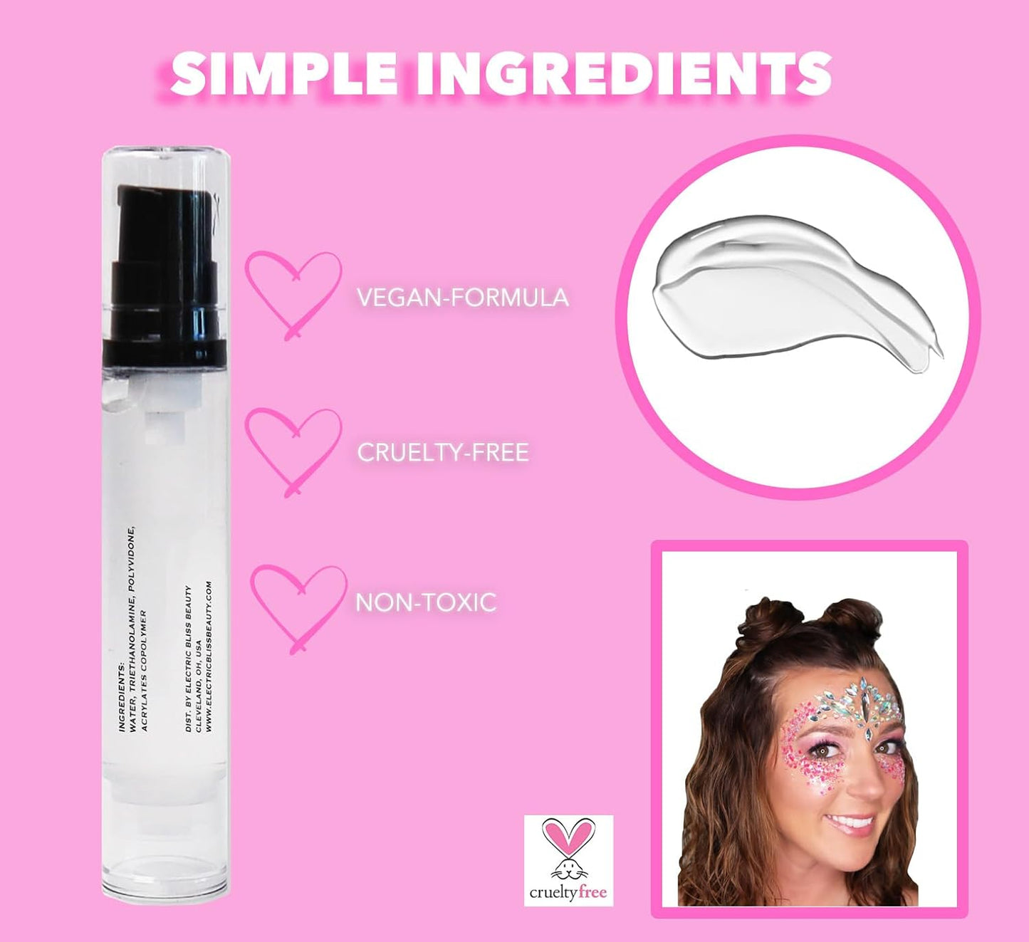 10 ML Quick Dry - Cosmetic Glitter Glue - Electric Bliss Beauty - Face & Body Chunky Glitter Glue Adhesive Body Cosmetic Makeup-FemmiqueWomen